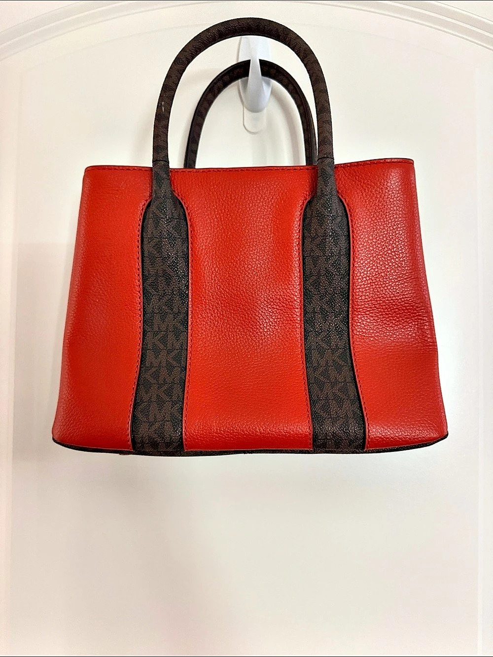 Michael Kors Color Block Tote in Orange & Brown Like New - Picture 2 of 5